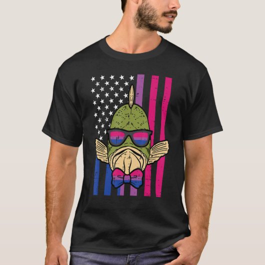 Bisexual Fish US Flag Bi Pride Flag Lgbt Patriotic T-Shirt (Vorderseite)
