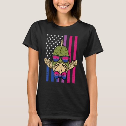 Bisexual Fish US Flag Bi Pride Flag Lgbt Patriotic T-Shirt (Vorderseite)