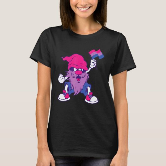Bisexual Flag Gnome Heart Bi LGBTQ Bisexual Pride T-Shirt (Vorderseite)