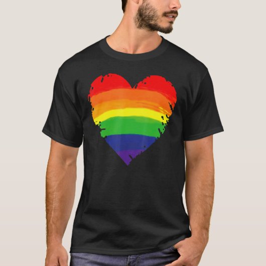 Bisexual Gay Queer Trans LGBTQ Rainbow Heart Rainb T-Shirt (Vorderseite)