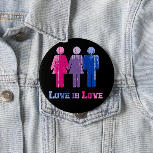 Bisexual-Liebe ist Liebe distressed.png Button (Beispiel)