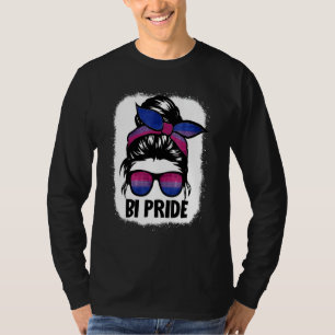 Bisexual Messy Bun Lgbt Q Cool Subtle Bi Pride Fla T-Shirt