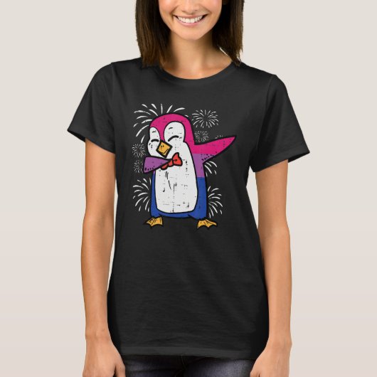 Bisexual Penguin Dab Bi Flag Pride Month Lgbt Men T-Shirt (Vorderseite)