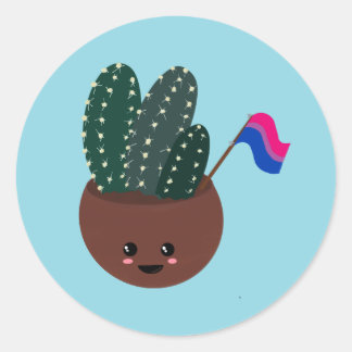Bisexual Pride Cactus Runder Aufkleber