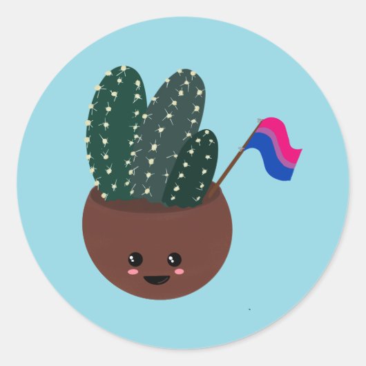 Bisexual Pride Cactus Runder Aufkleber (Vorderseite)