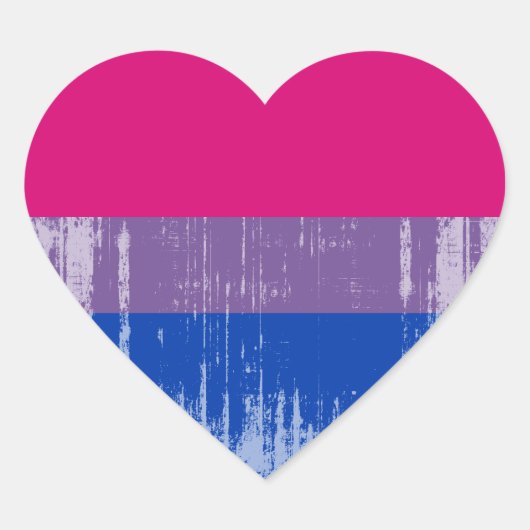 Bisexual Pride distressed.png Herz-Aufkleber (Vorderseite)