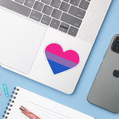 Bisexual Pride Flag Herz Aufkleber (Laptop mit iPhone)