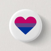 Bisexual Pride Flag Herz Button (Vorderseite)