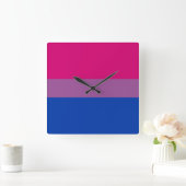 Bisexual Pride Flag Quadratische Wanduhr (Zuhause)