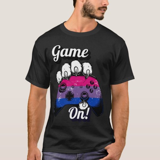 Bisexual Pride Game On Tiger Paw Controller Shirt (Vorderseite)