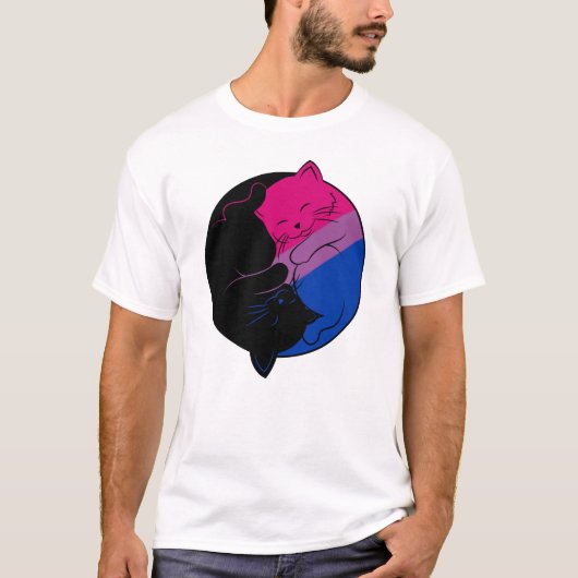 Bisexual Pride Gay LGBT Monat Yin Yang Cats T-Shirt (Vorderseite)
