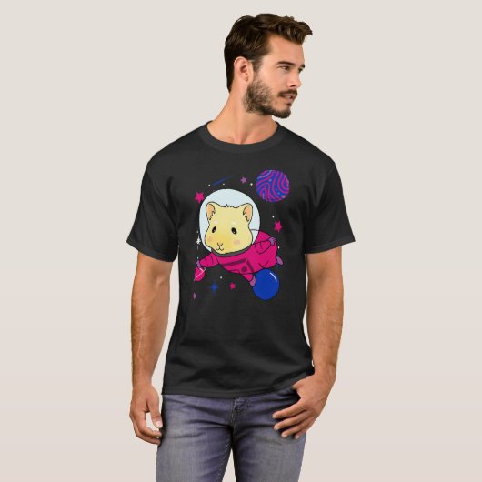 Bisexual Pride Guinea Pig In Space Bisexual T-Shirt (Vorne ganz)