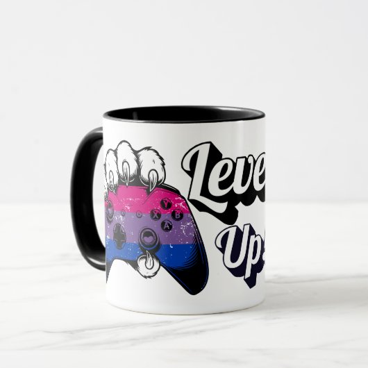 Bisexual Pride Level Up Tiger Paw Controller Mug Tasse (Vorderseite Links)
