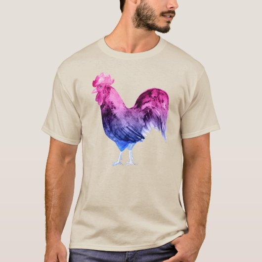 Bisexual Pride Rooster T-Shirt (Vorderseite)