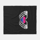 Bisexual Pride Skeleton Halloween Bi Goth Heart Cl Fleecedecke (Vorderseite (Horizontal))