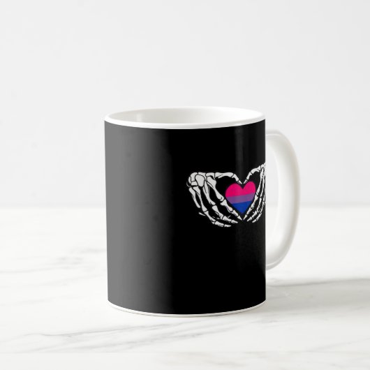Bisexual Pride Skeleton Halloween Bi Goth Heart Cl Kaffeetasse (VorderseiteRechts)