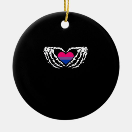 Bisexual Pride Skeleton Halloween Bi Goth Heart Cl Keramik Ornament (Vorne)