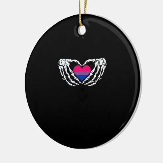 Bisexual Pride Skeleton Halloween Bi Goth Heart Cl Keramik Ornament (Links)