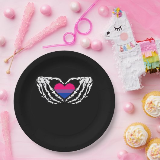 Bisexual Pride Skeleton Halloween Bi Goth Heart Cl Pappteller (Party)