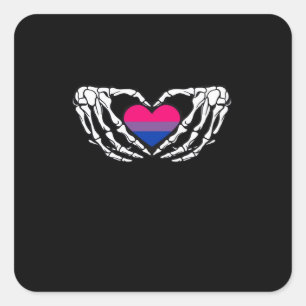 Bisexual Pride Skeleton Halloween Bi Goth Heart Cl Quadratischer Aufkleber