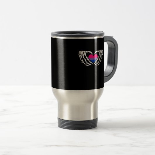 Bisexual Pride Skeleton Halloween Bi Goth Heart Cl Reisebecher (VorderseiteRechts)