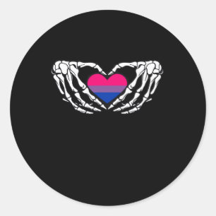 Bisexual Pride Skeleton Halloween Bi Goth Heart Cl Runder Aufkleber
