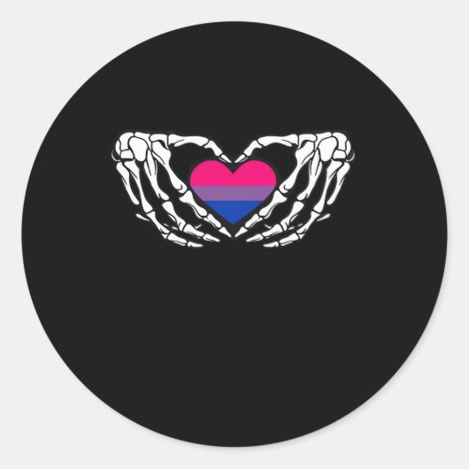 Bisexual Pride Skeleton Halloween Bi Goth Heart Cl Runder Aufkleber (Vorderseite)