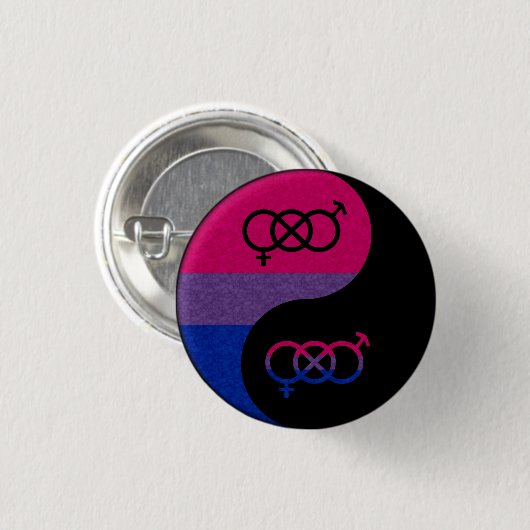 Bisexual Pride Yin und Yang-Symbol im Stolperflagg Button (Vorne & Hinten)