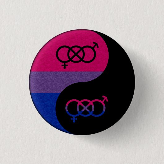 Bisexual Pride Yin und Yang-Symbol im Stolperflagg Button (Vorderseite)