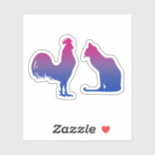 Bisexual Rooster und Kitty Aufkleber (Blatt)