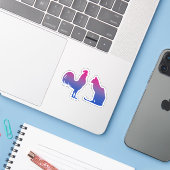 Bisexual Rooster und Kitty Aufkleber (Laptop mit iPhone)