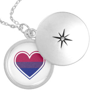 Bisexual-Stolz-Glitzer-Herzlocket-Halskette Medaillon