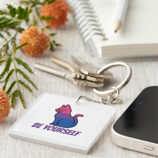 Bisexual Stolz Katze - Seien Sie sich selbst Schlüsselanhänger (Vorderseite rechts)