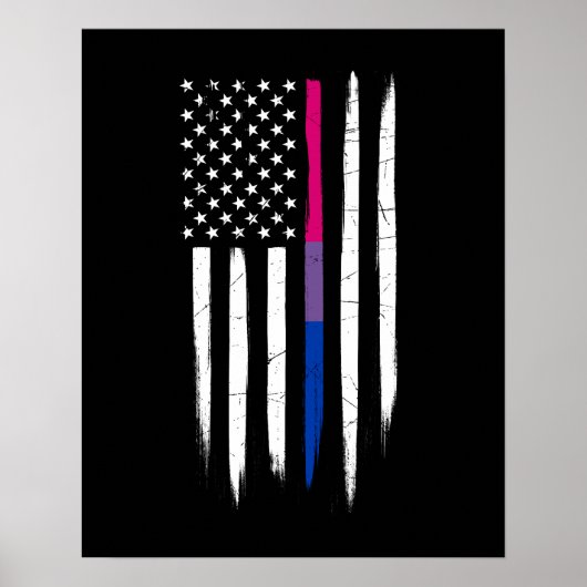 Bisexual Thin Line American Flag Poster (Vorne)