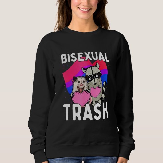 Bisexual Trash  Gay Pride Rainbow LGBT Raccoon Pos Sweatshirt (Vorderseite)