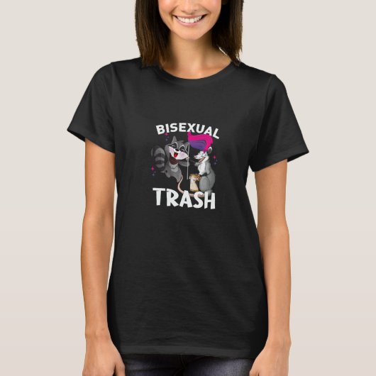 Bisexual Trash Gay Pride Rainbow LGBT Raccoon Poss T-Shirt (Vorderseite)