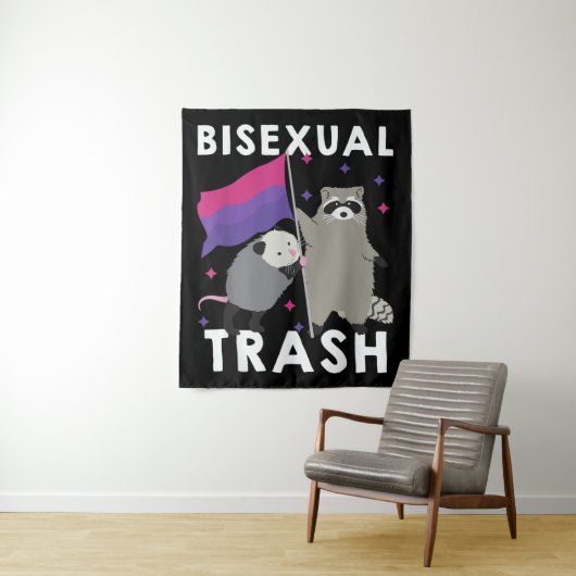 Bisexual Trash Gay Pride Rainbow LGBT Raccoon Wandteppich (Beispiel)
