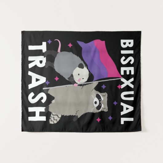 Bisexual Trash Gay Pride Rainbow LGBT Raccoon Wandteppich (Vorderseite (Horizontal))
