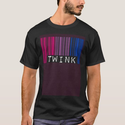 Bisexual Twink Barcode Bisexual Pride Flag Aesthet T-Shirt (Vorderseite)