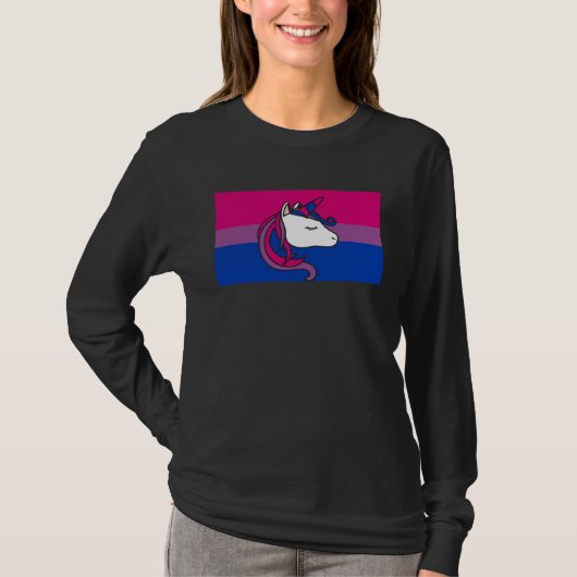 Bisexual Unicorn Love Bisexual Pride Flag Aestheti T-Shirt (Vorderseite)