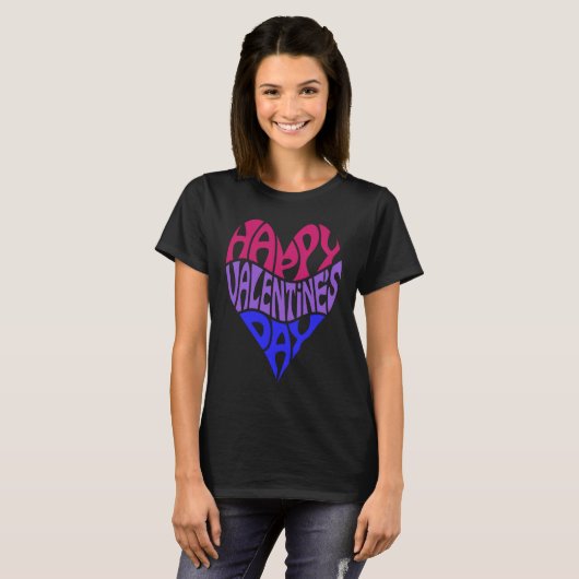 Bisexual Valentine's Day Bi Pride LGBTQ LGBT Heart T-Shirt (Vorne ganz)
