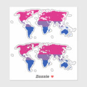 Bisexualität - Karte der Welt Aufkleber (Blatt)