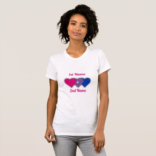 Bisexualität stolz Design mit Herzen/ein Paar T-Shirt (Vorne ganz)