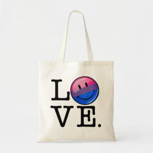 Bisexuality-Flagge innerhalb der Wort-Liebe Tragetasche