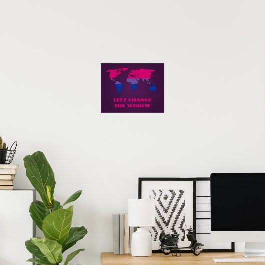 Bisexuality pride world map poster (Heimbüro)