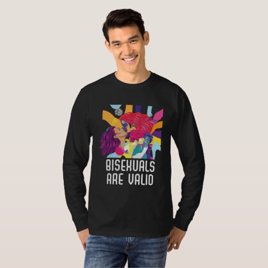 Bisexuals Are Valid Rainbow Pride Bisexuality LGBT T-Shirt (Vorne ganz)