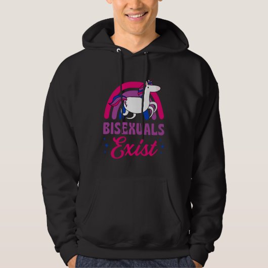 Bisexuals Exist Bisexual Pride Minimalist Rainbow Hoodie (Vorderseite)