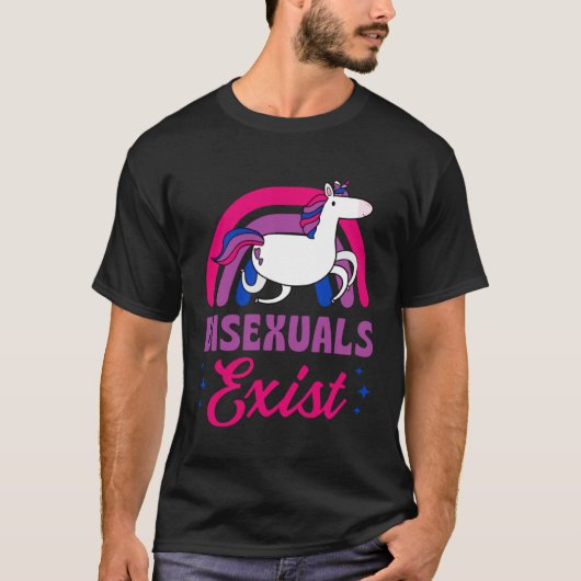 Bisexuals Exist Bisexual Pride Minimalist Rainbow T-Shirt (Vorderseite)