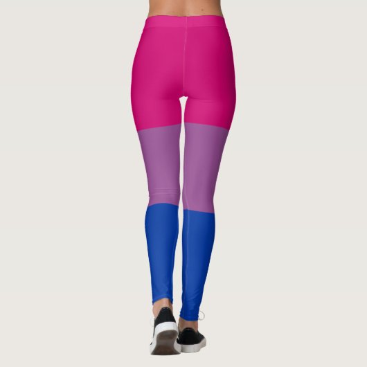 Bisexuell Pink Fuchsia Lila Blau Streifen LGBT Leggings (Rückseite)