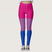 Bisexuell Pink Fuchsia Lila Blau Streifen LGBT Leggings (Vorderseite)